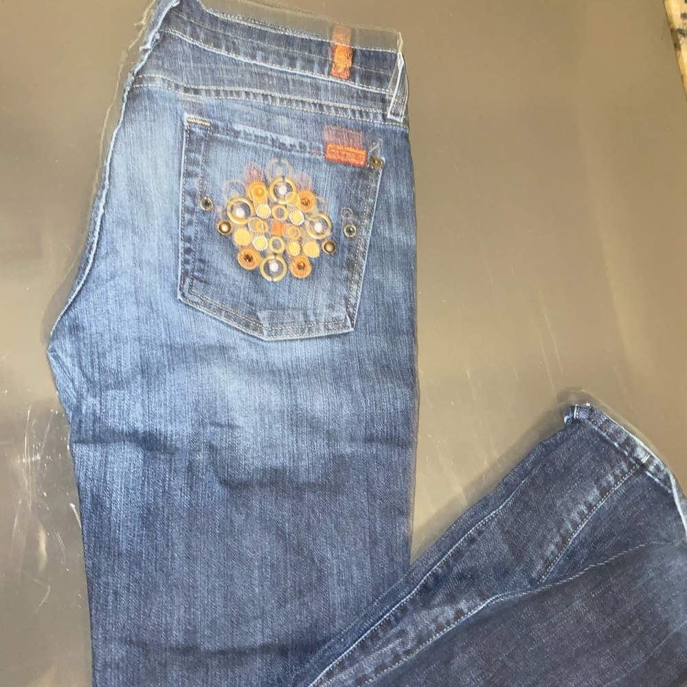 7 For All Mankind Sequin Back Fade Jeans size 31